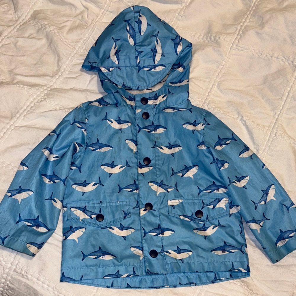Little Me Kids Blue Shark Print Rain Jacket